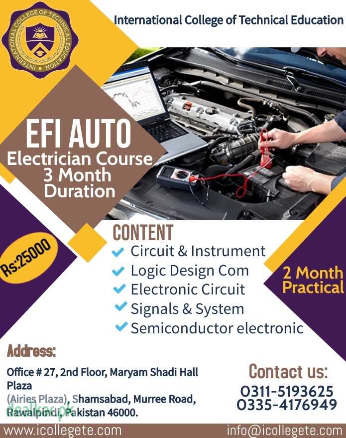 Best EFI Auto Electrician Course in Abbotabad Mansehra Pakistan Other